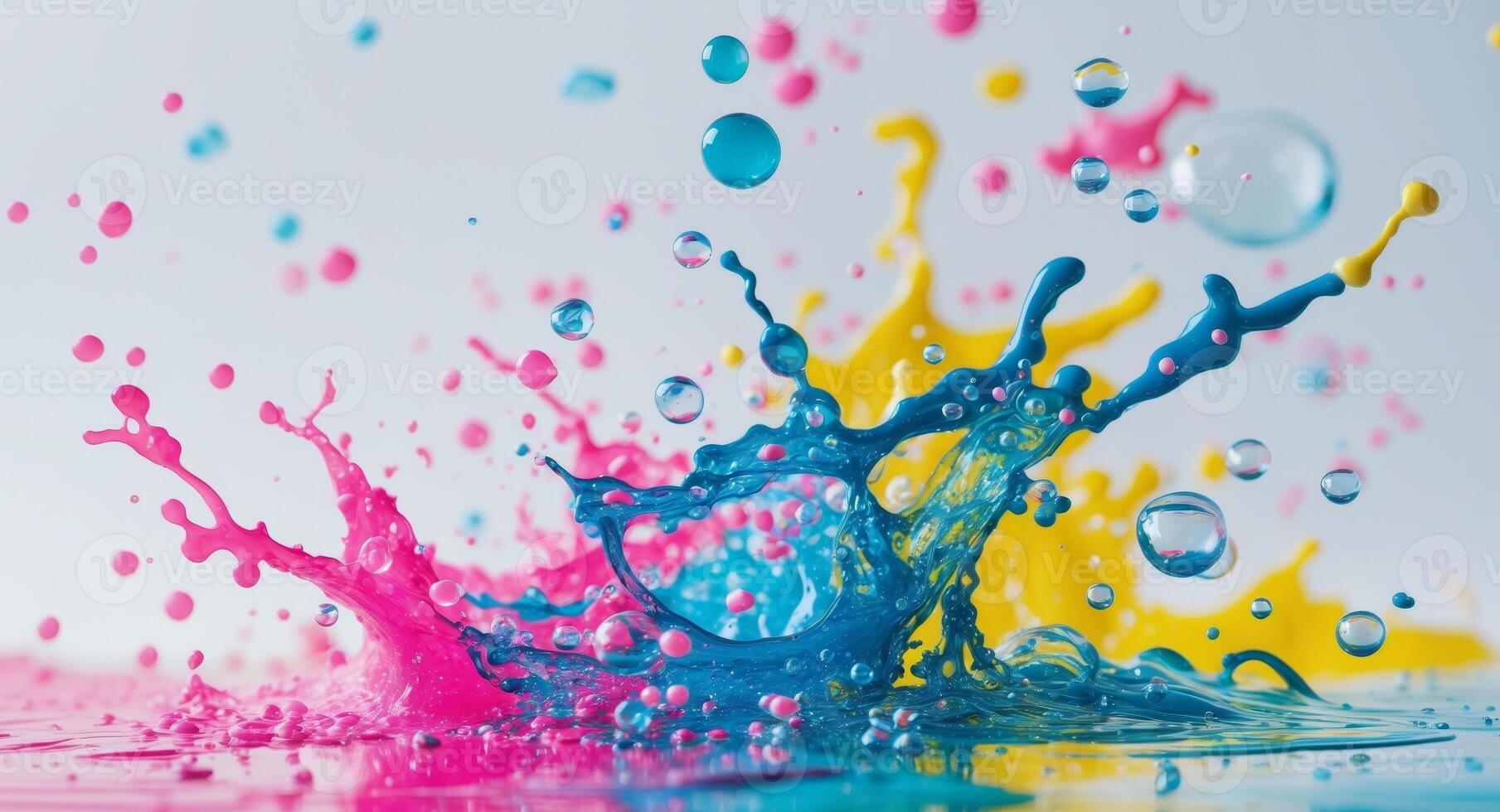 Colorful ink splash on white background photo