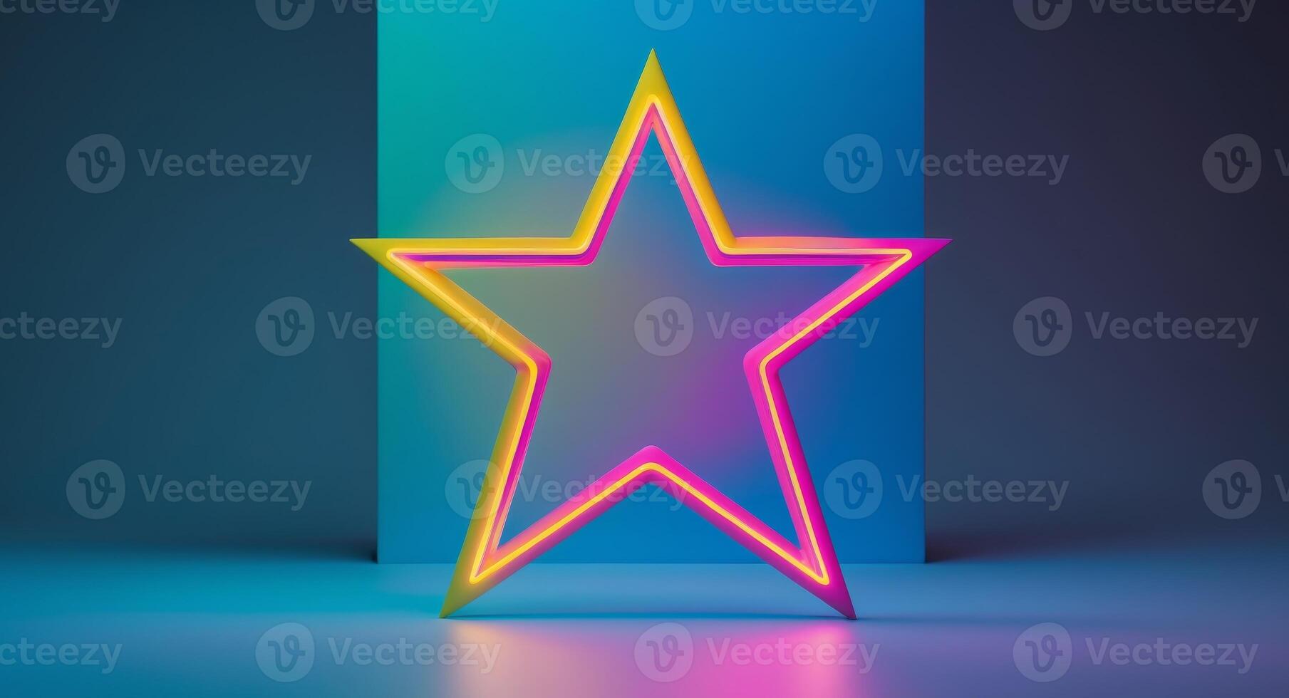 Neon Colorful Star Frame Background Design photo