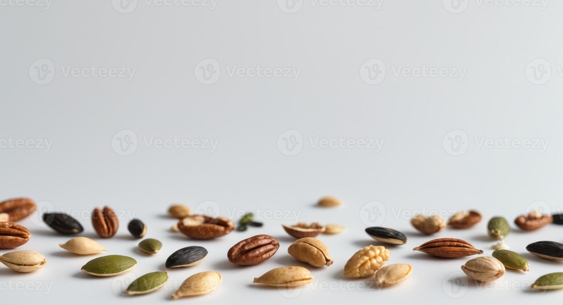 Assorted Nuts and Seeds Background Texture. photo