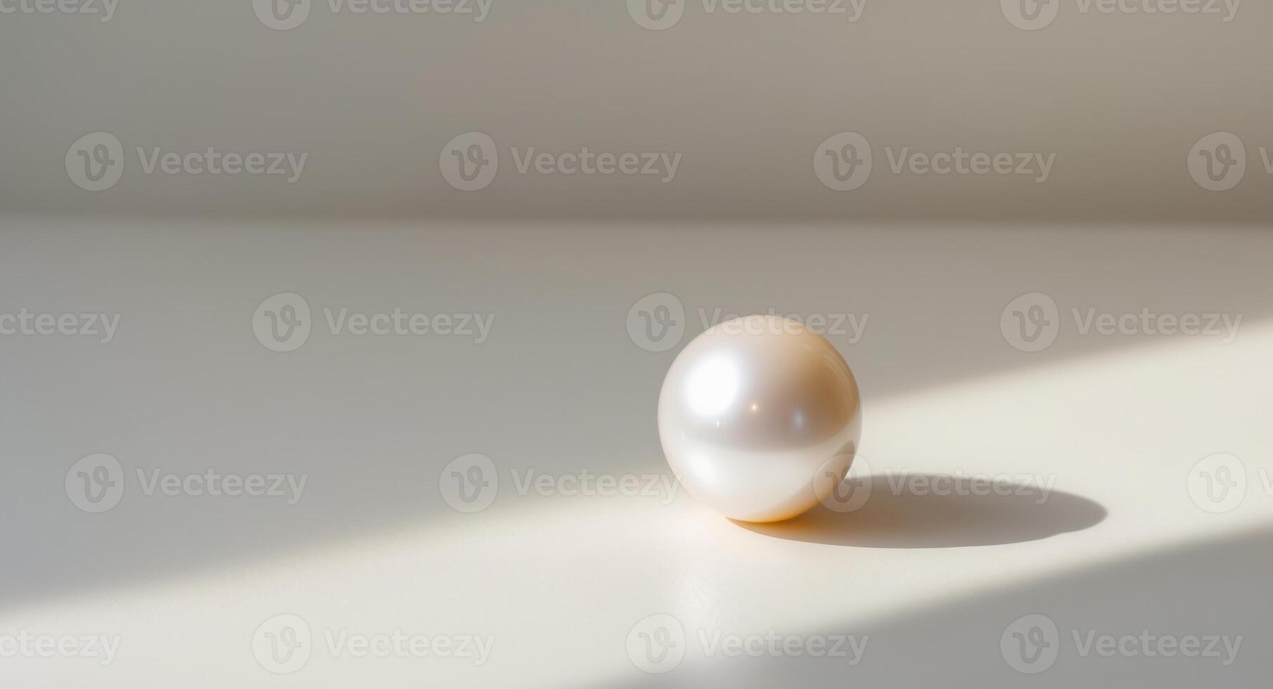 A pearl on a white surface with a shadow photo