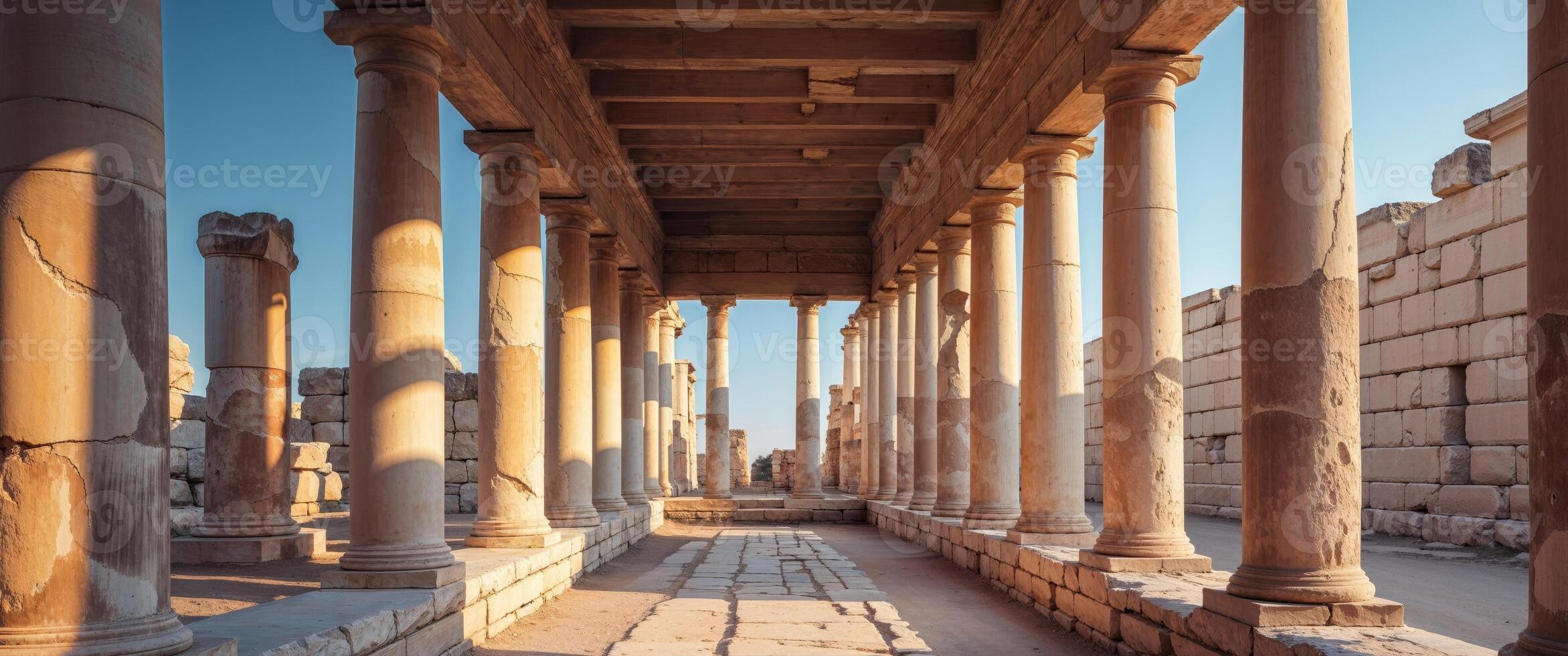 The columns of the ancient city of jerash, jerash, syria photo