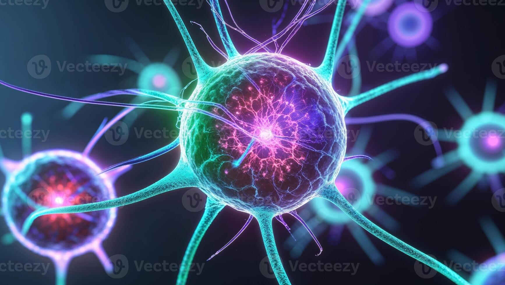 Stunning abstract view of glowing cellular structures photo