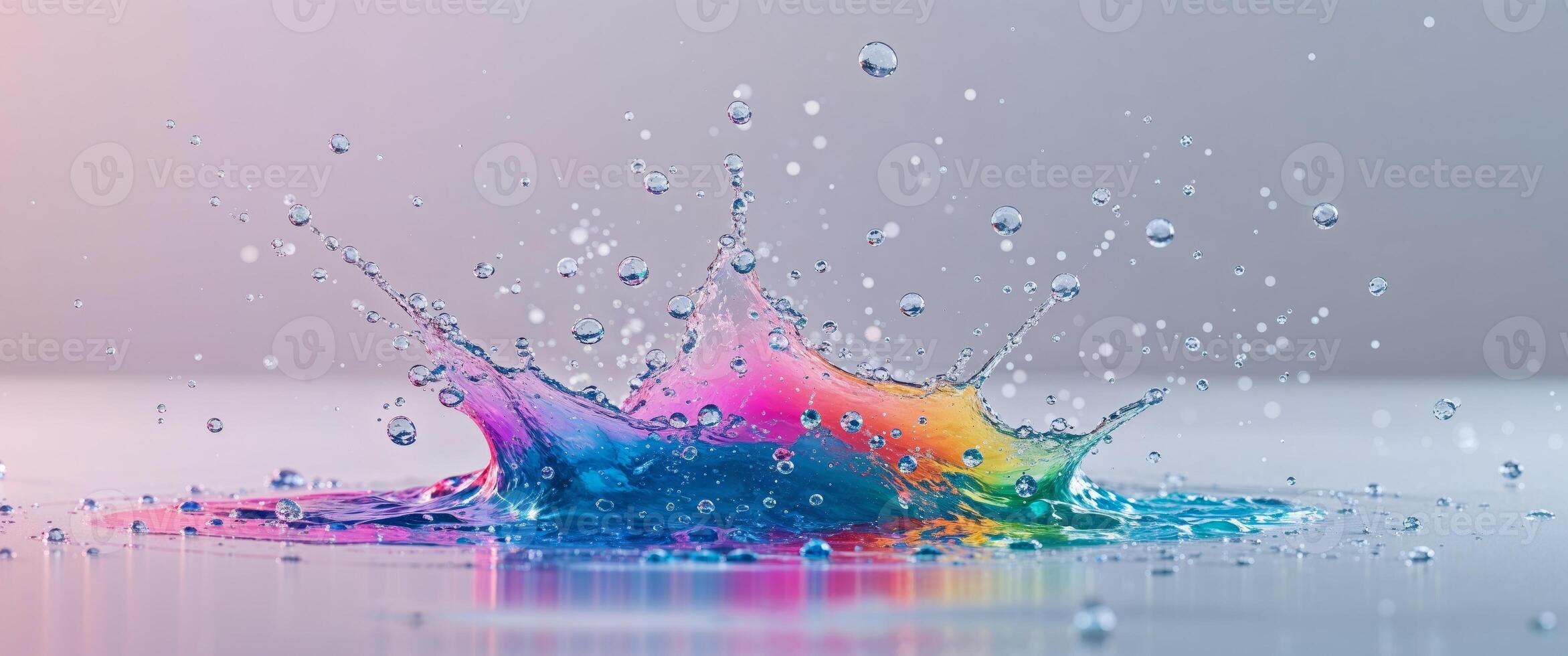 Splashing Water with Colorful Gradient on Surface for Creative Projects. photo