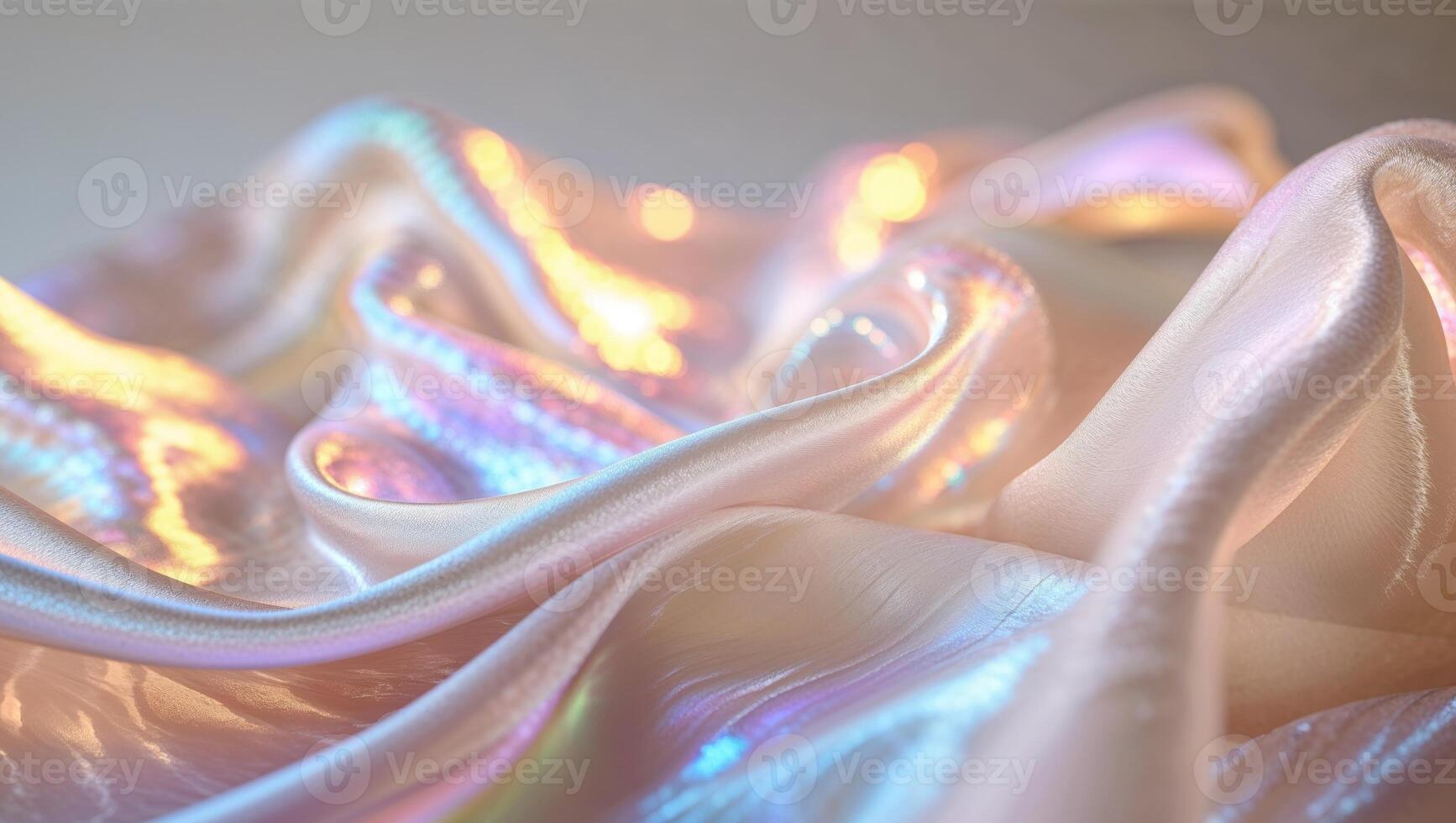 A close up of a shiny fabric with a rainbow effect photo