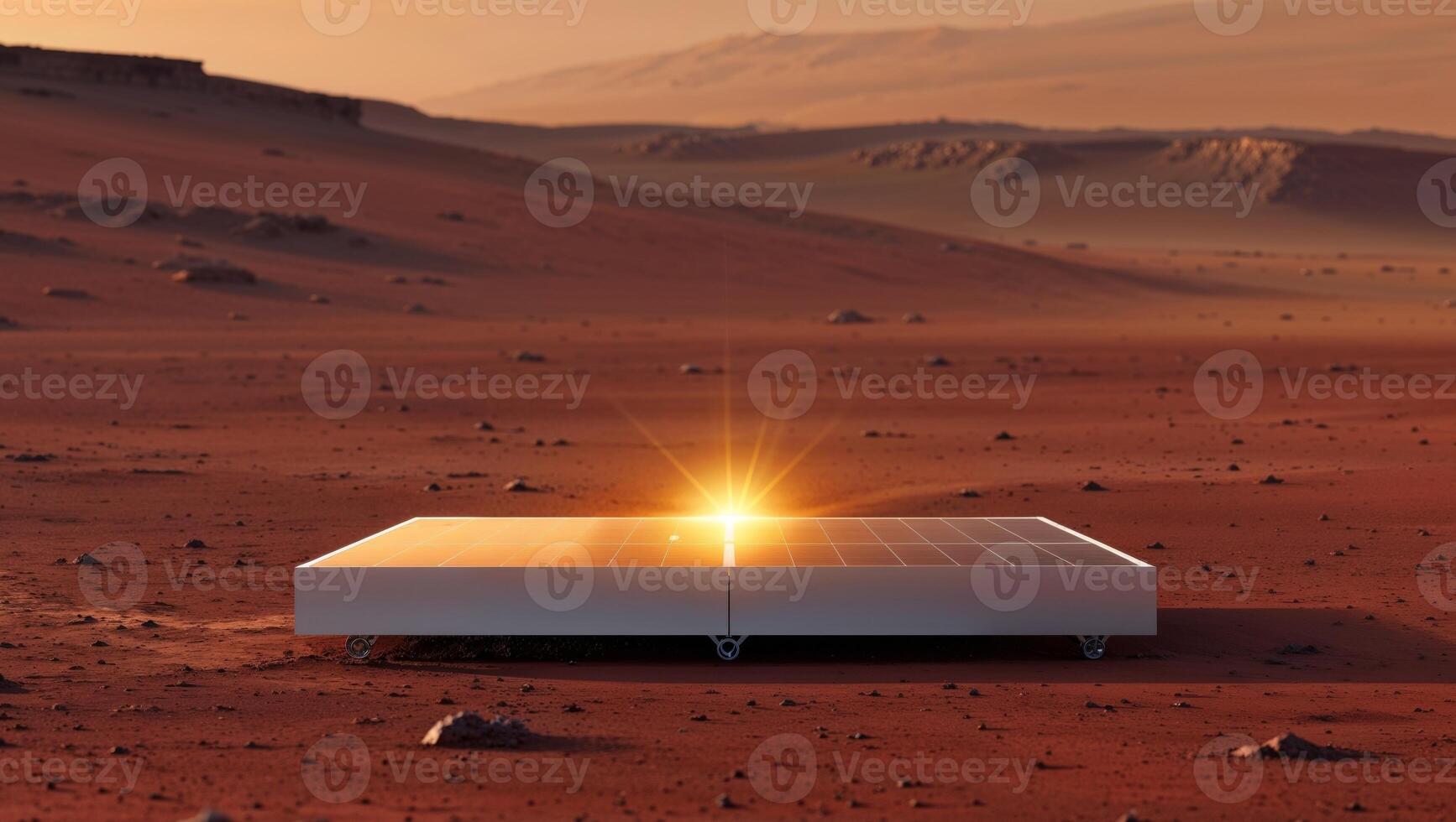 Mars Solar Panel Renewable Energy on Red Planet. photo