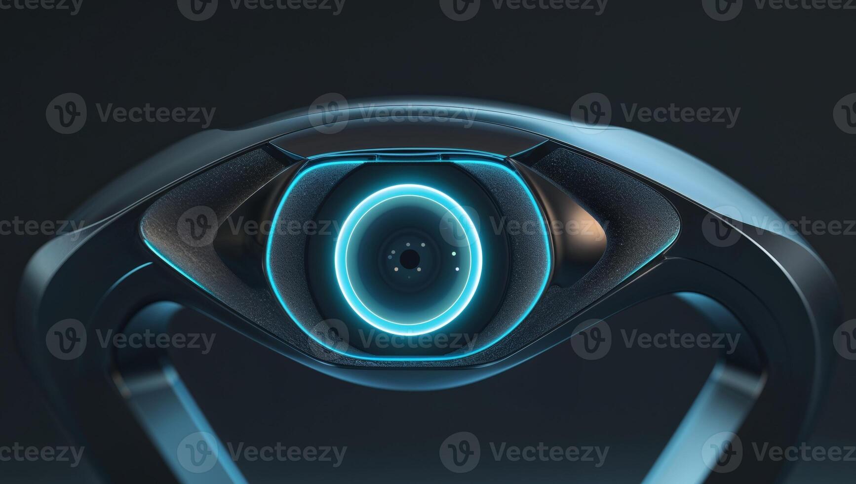 Futuristic biometric eye scanner with neon interface and intricate design photo