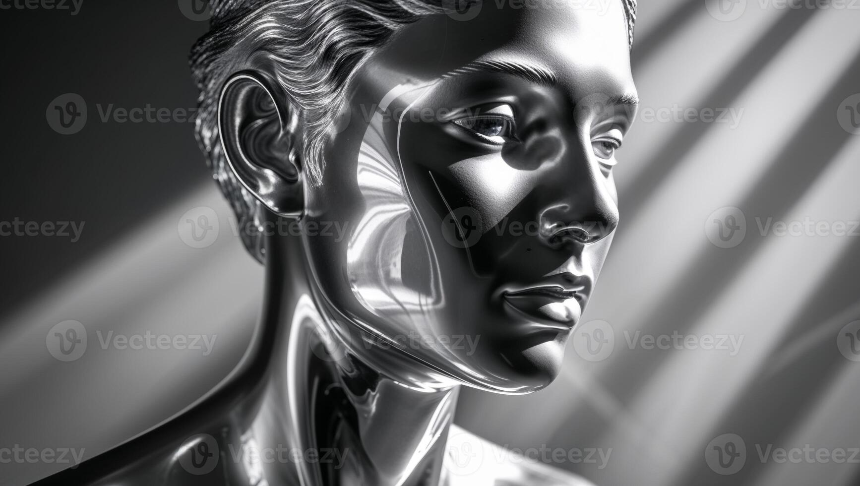 Silver head with a reflection of the sun on it. photo