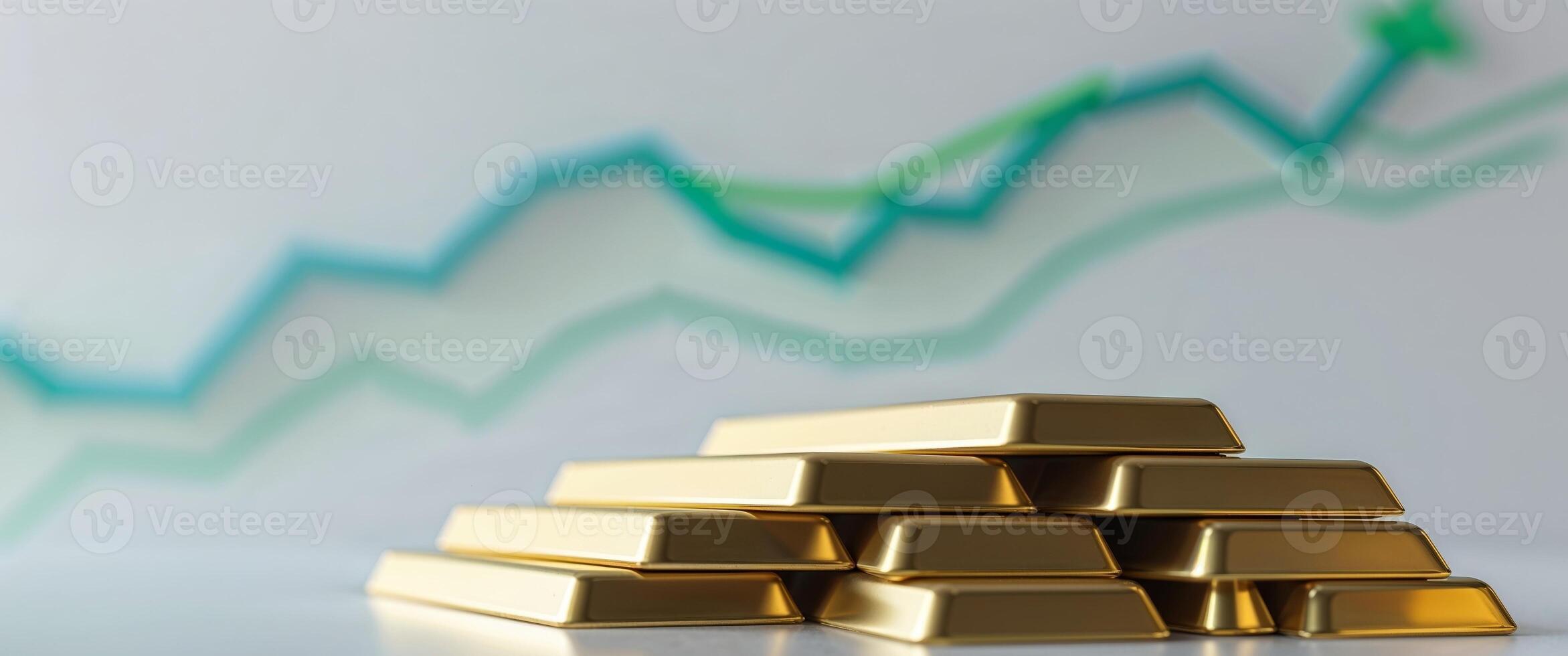 Gold bars on a table with a graph photo