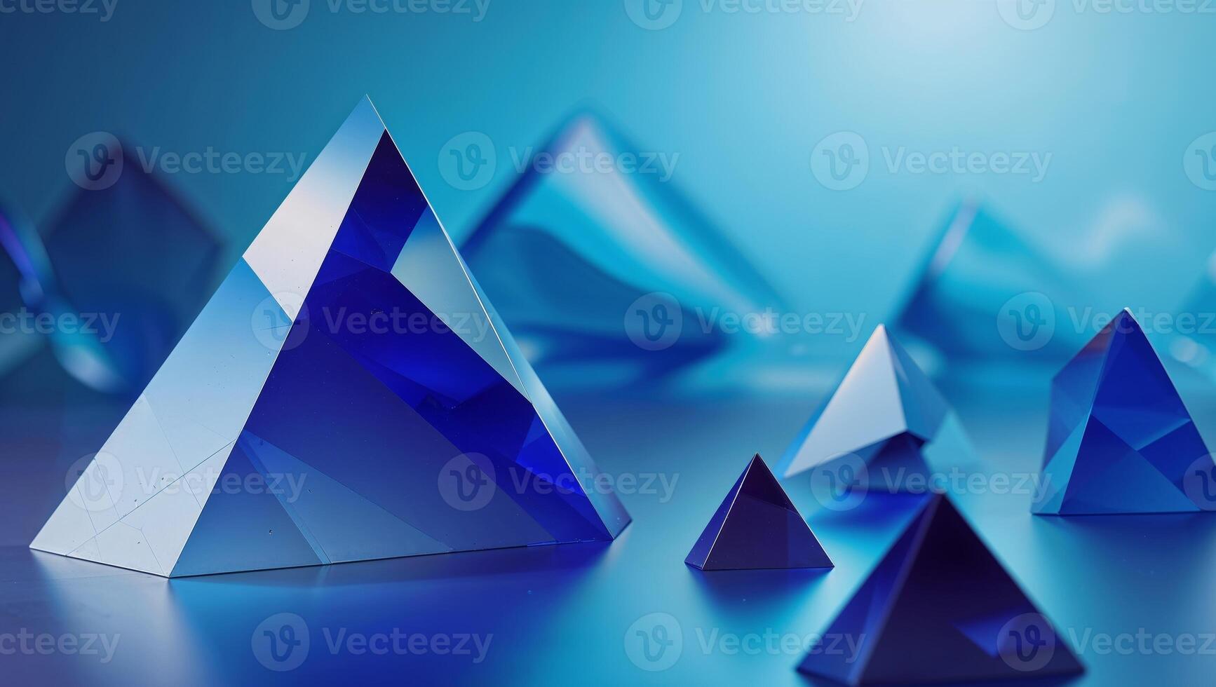 3d rendering of blue crystal shapes photo