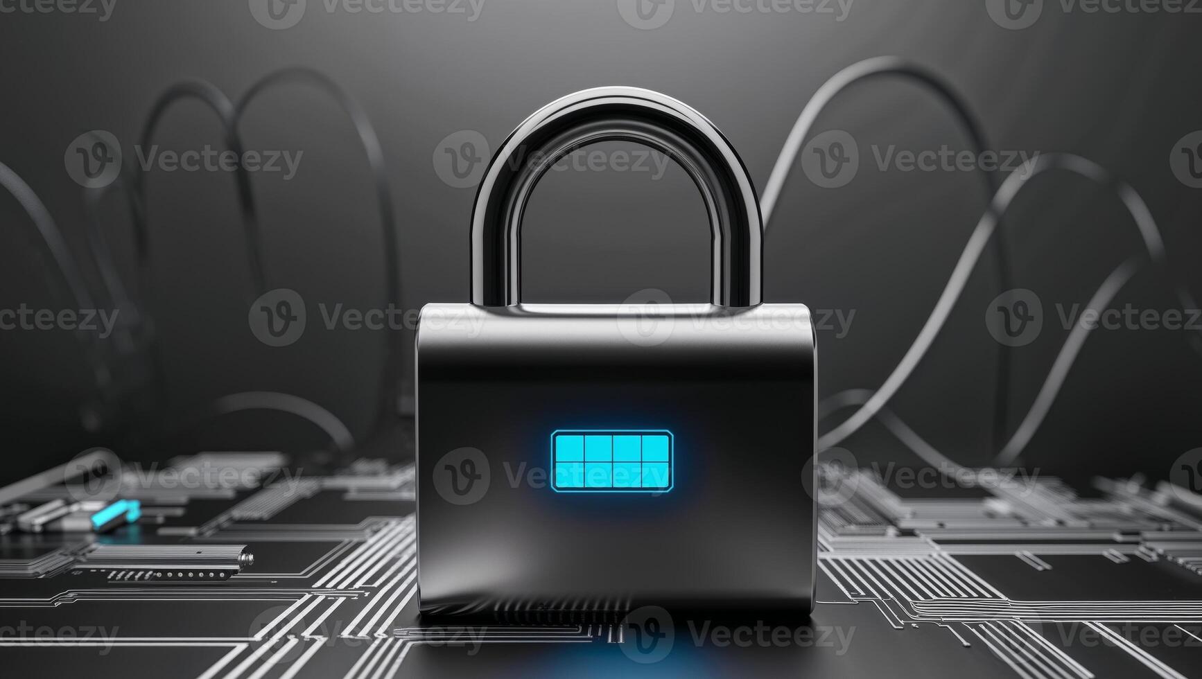 A lock with a blue light on it photo
