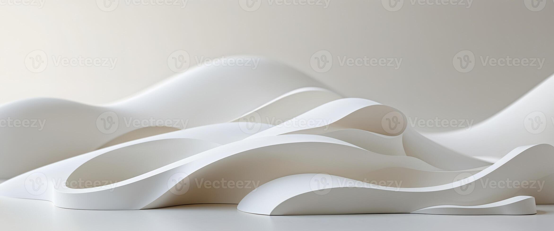 A white sculpture of waves on a table photo