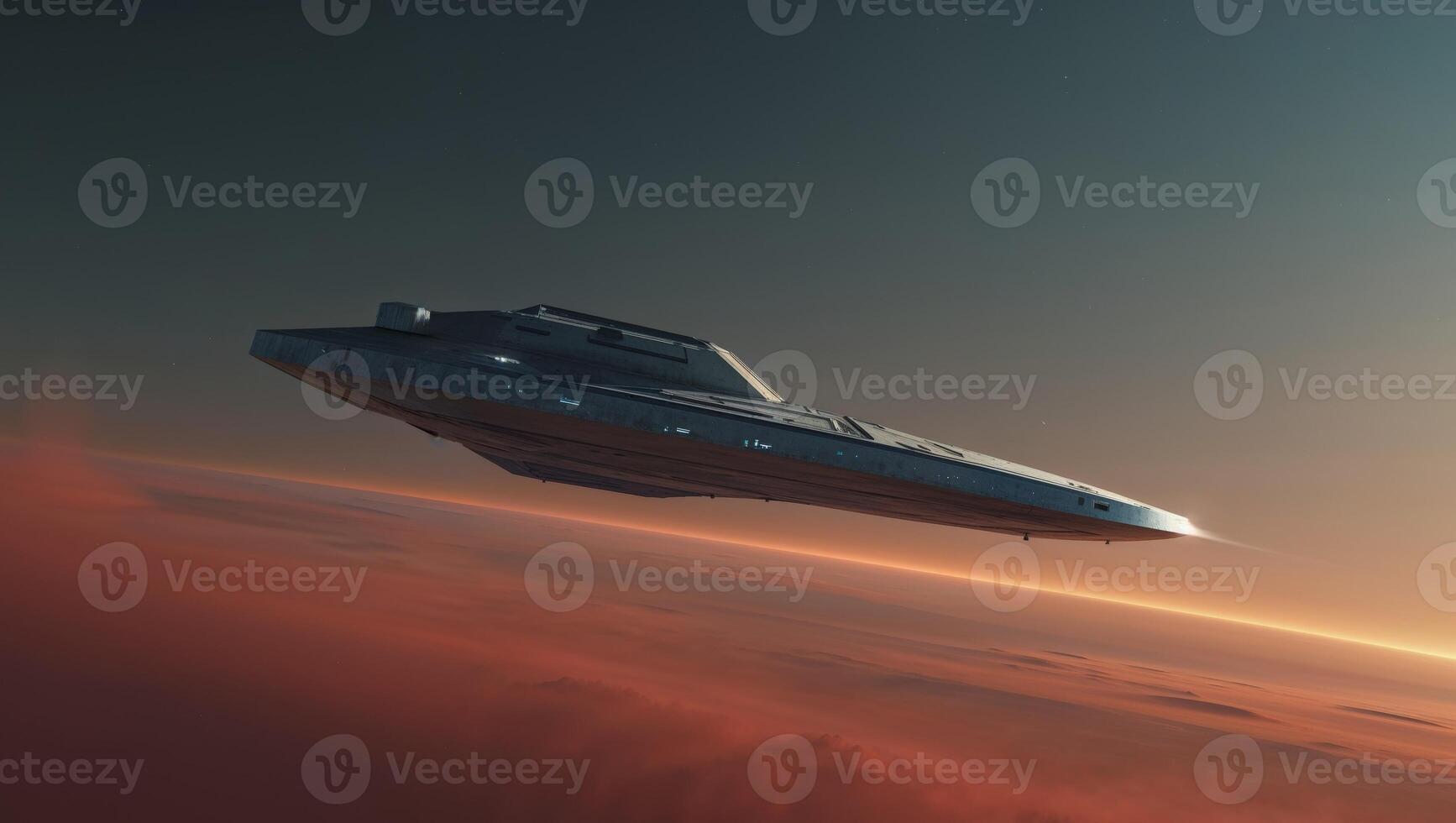 Spaceship Entering Mars Atmosphere Red Planet Exploration photo