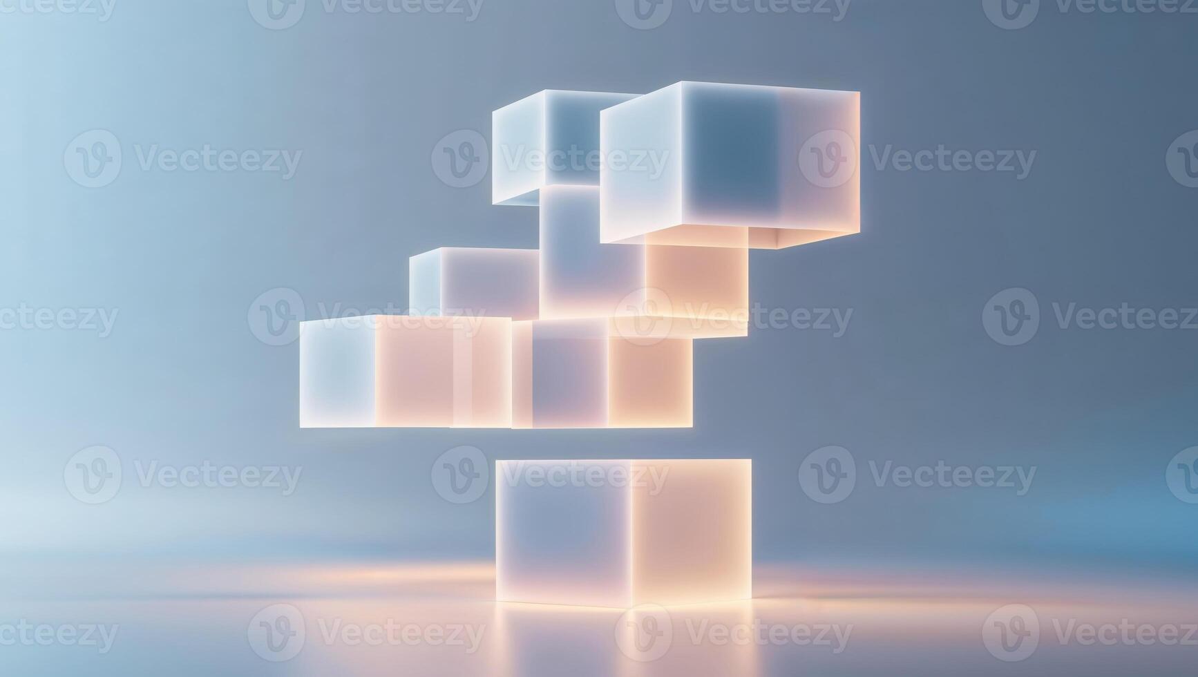 Abstract glowing layers cubes forming a modern productivity solution photo