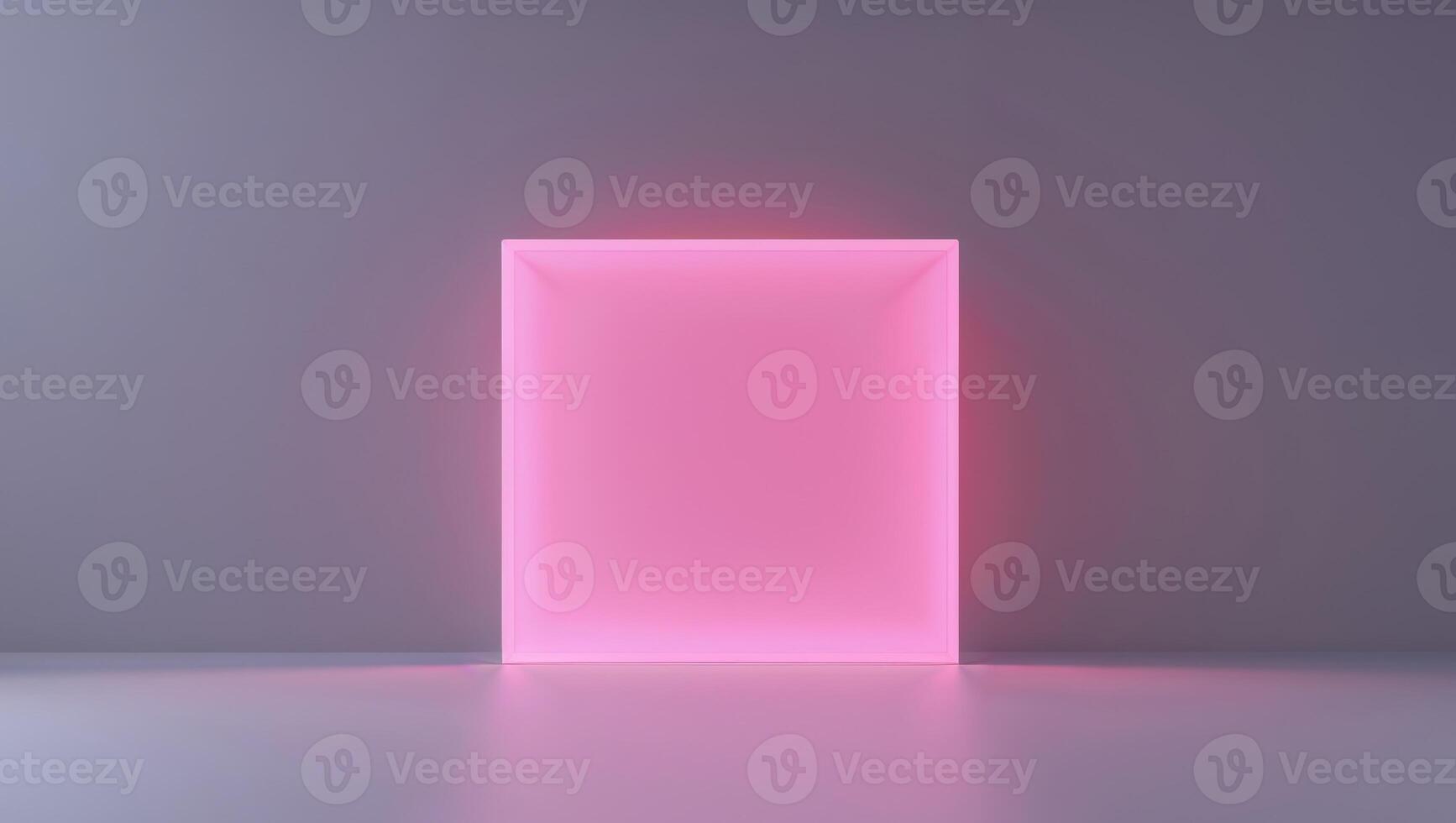 A neon pink square with soft glow effect on a solid background photo