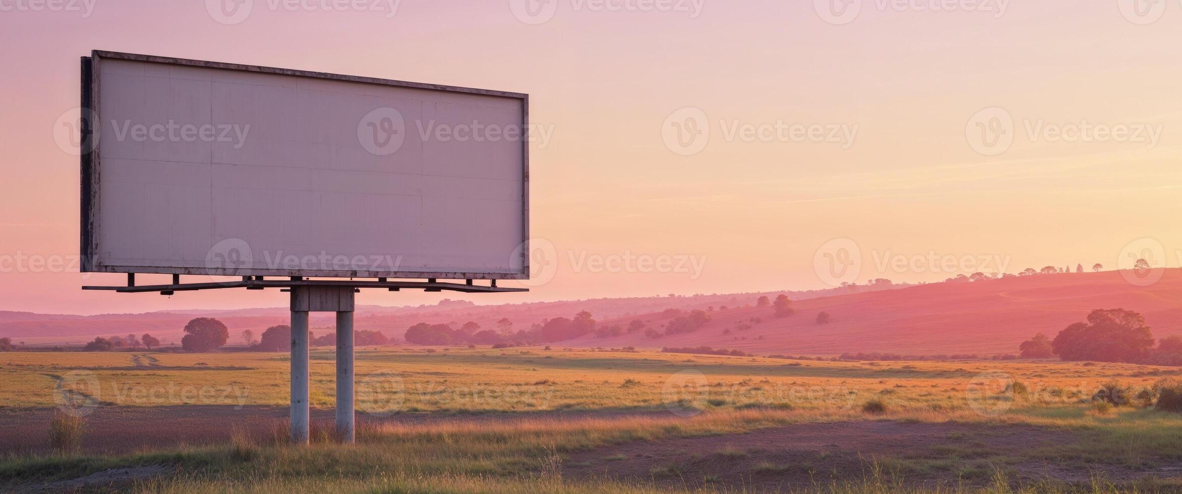 An empty billboard in the middle of a field photo