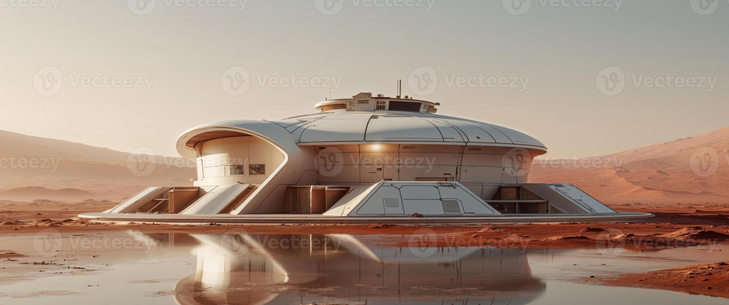 A futuristic house on mars with a large dome photo