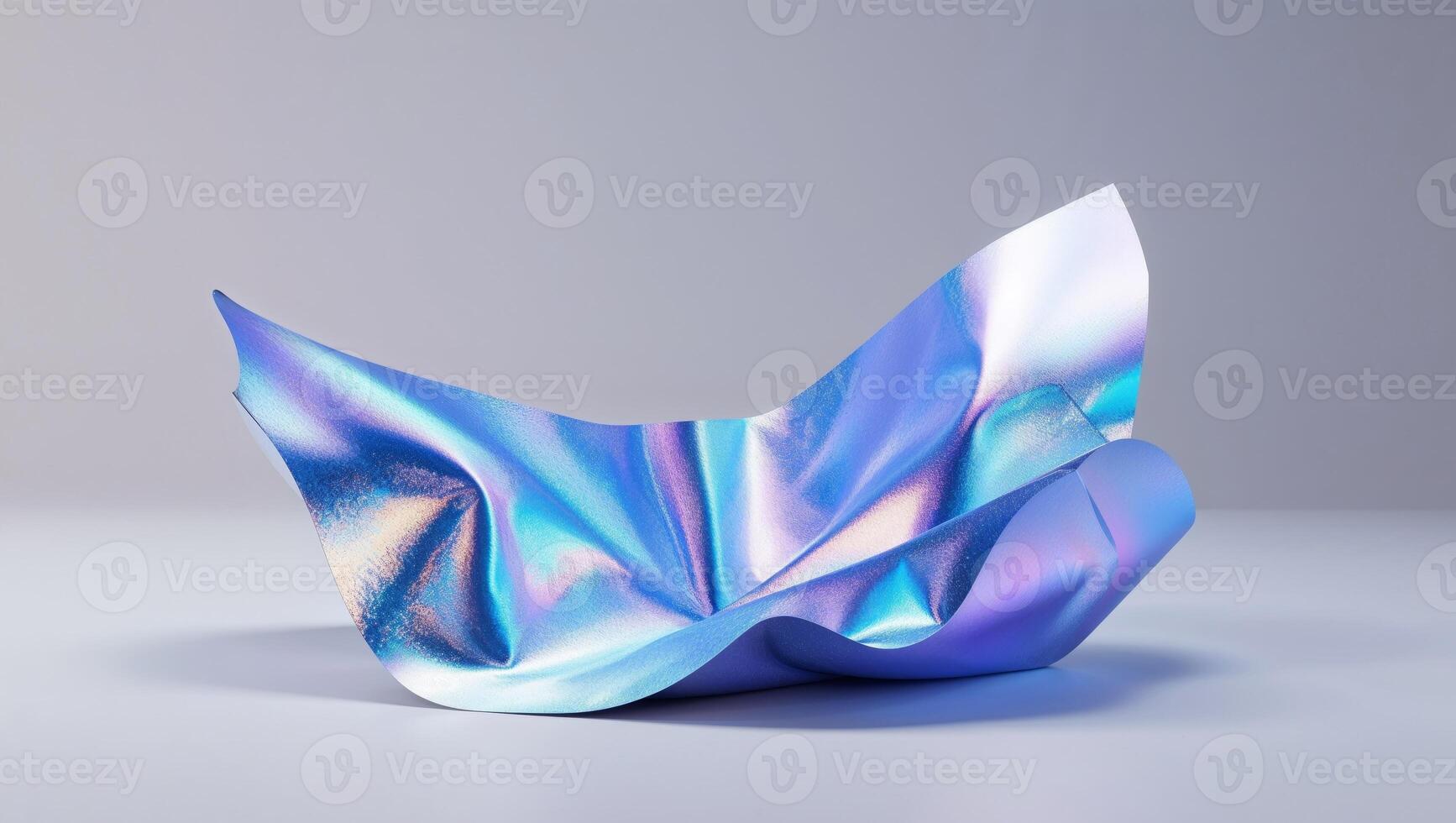 Trendy blissful blue holographic foil design with luminous neon tones and creative gradients photo