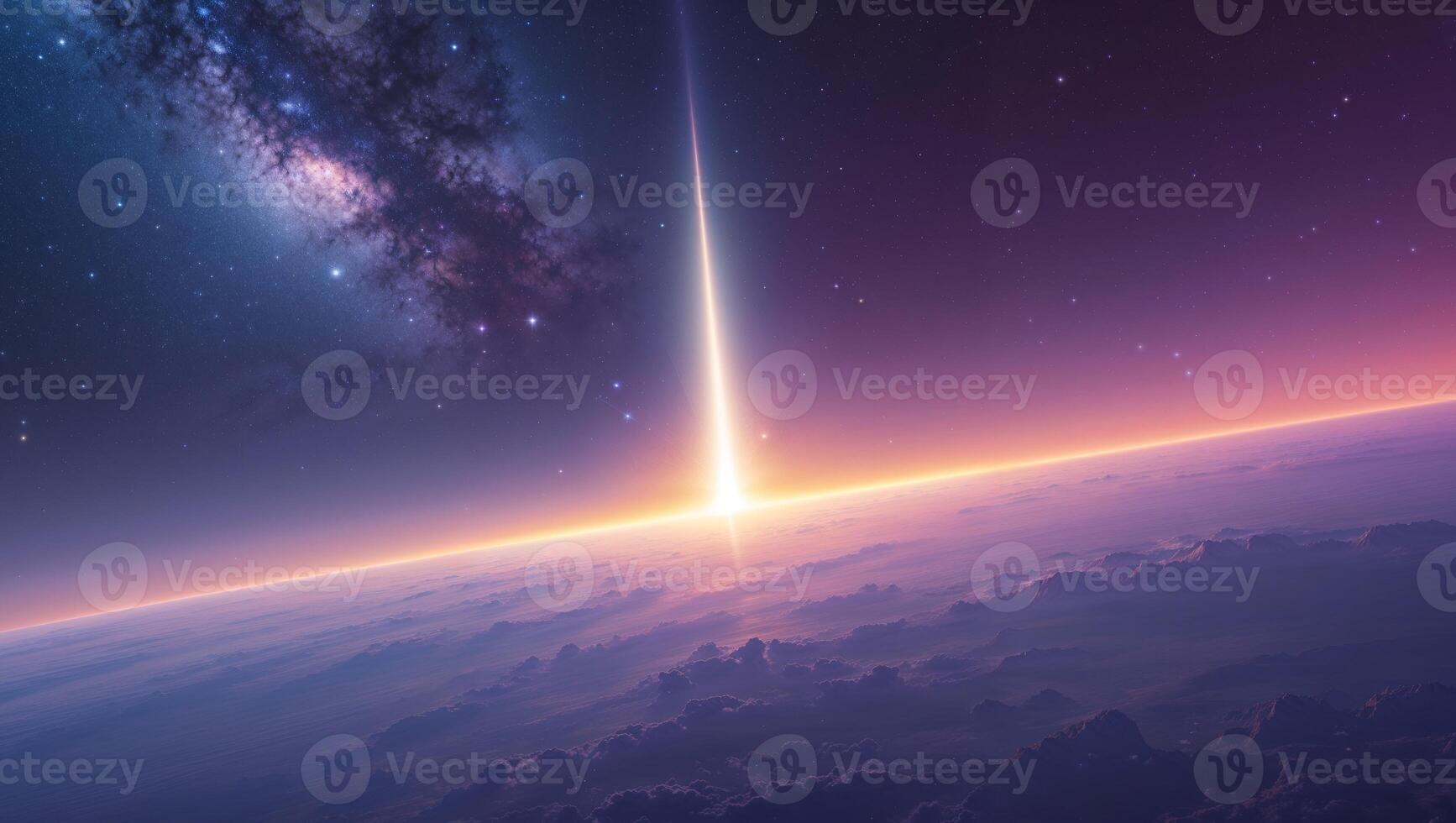 fast radio burst piercing the Earth's atmosphere amidst the constellation of stars. photo