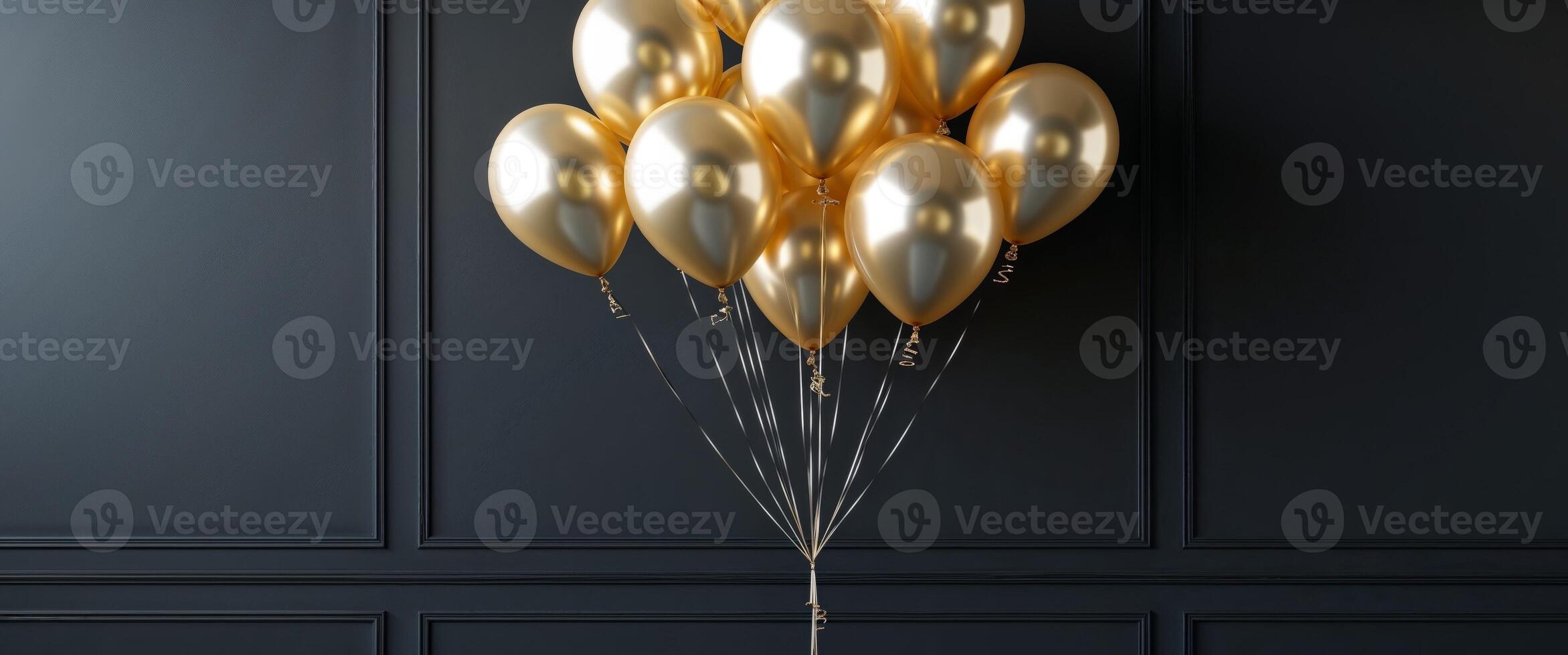 Golden Balloons with Black Wall Backdrop for Celebratory Events photo