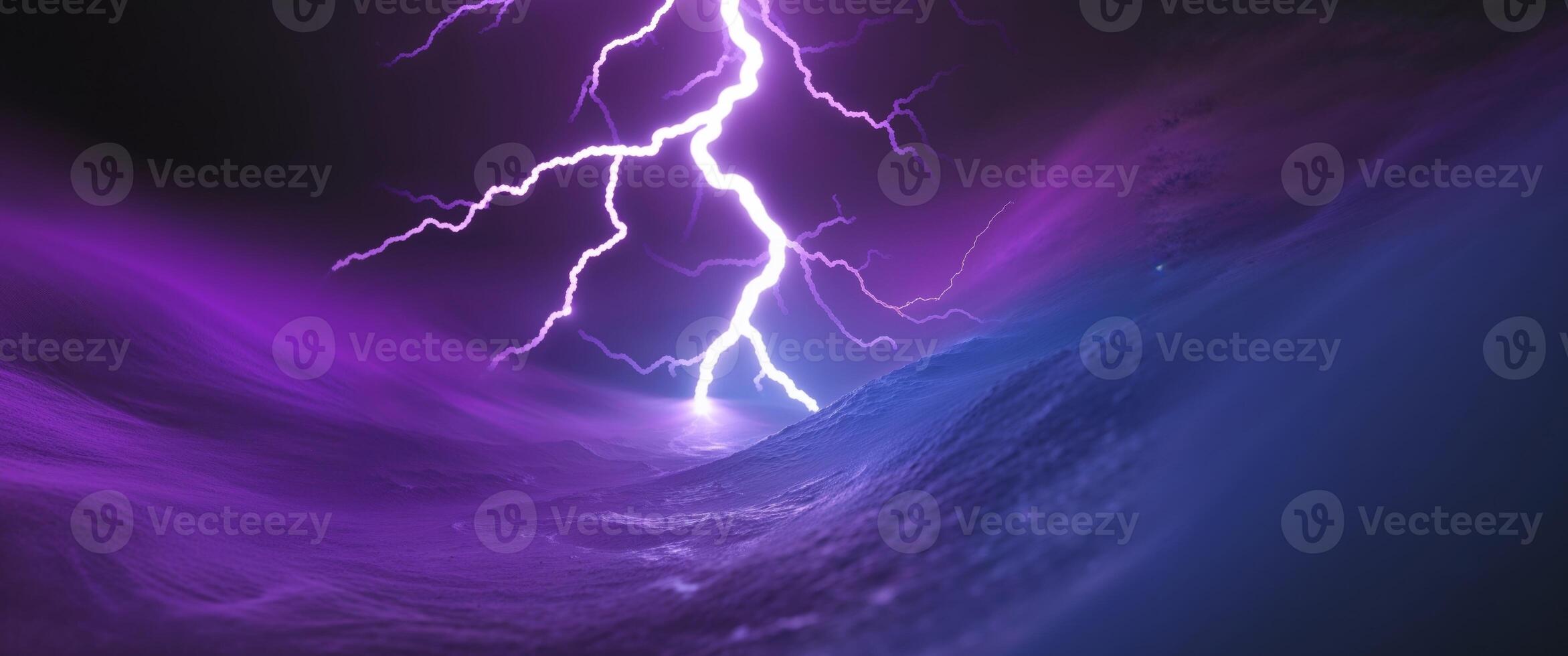 Lightning strike on the ocean wave photo