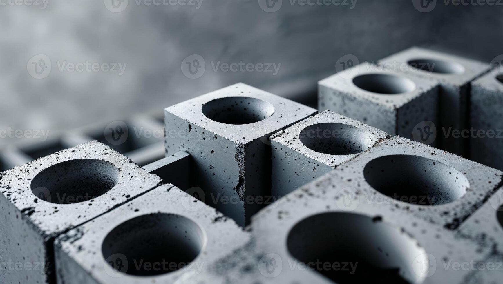A series of concrete blocks with a square hole in the middle. photo