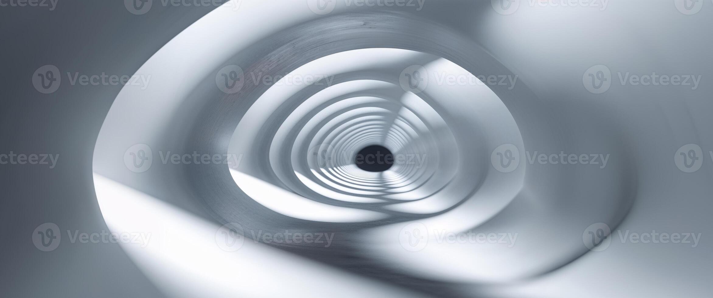 A white tunnel with a black hole in the middle photo