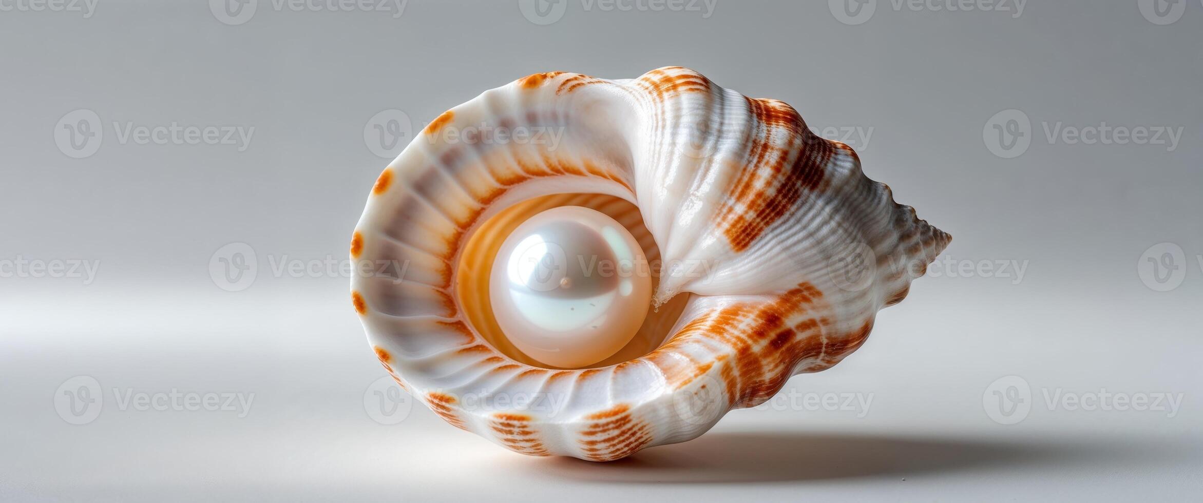 A shell with a pearl in it on a white background photo