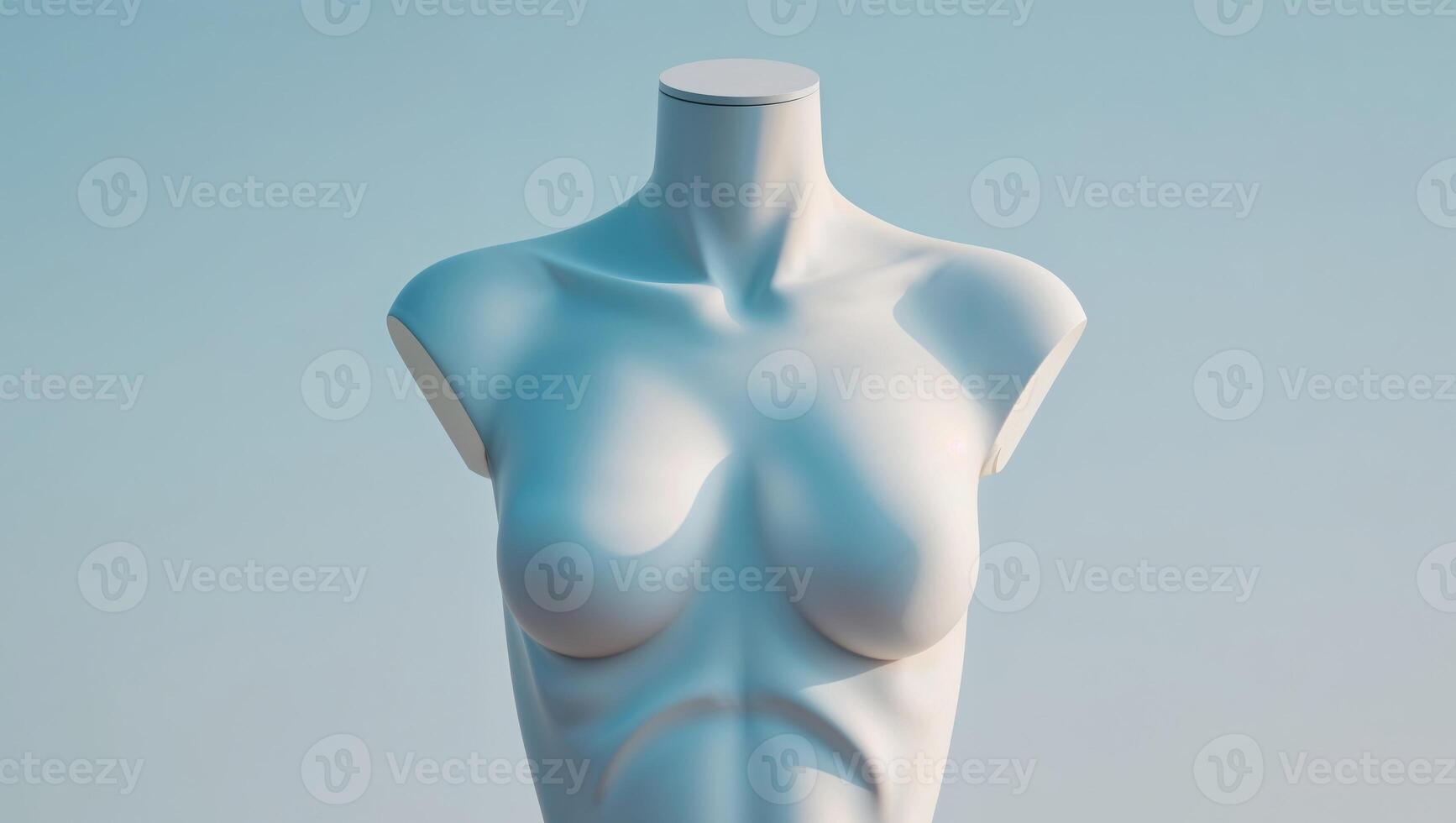 White Torso Mannequin on Light Blue Background photo