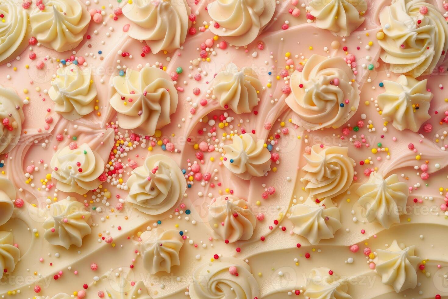 Creamy Swirls Decorated Cake With Sprinkles photo