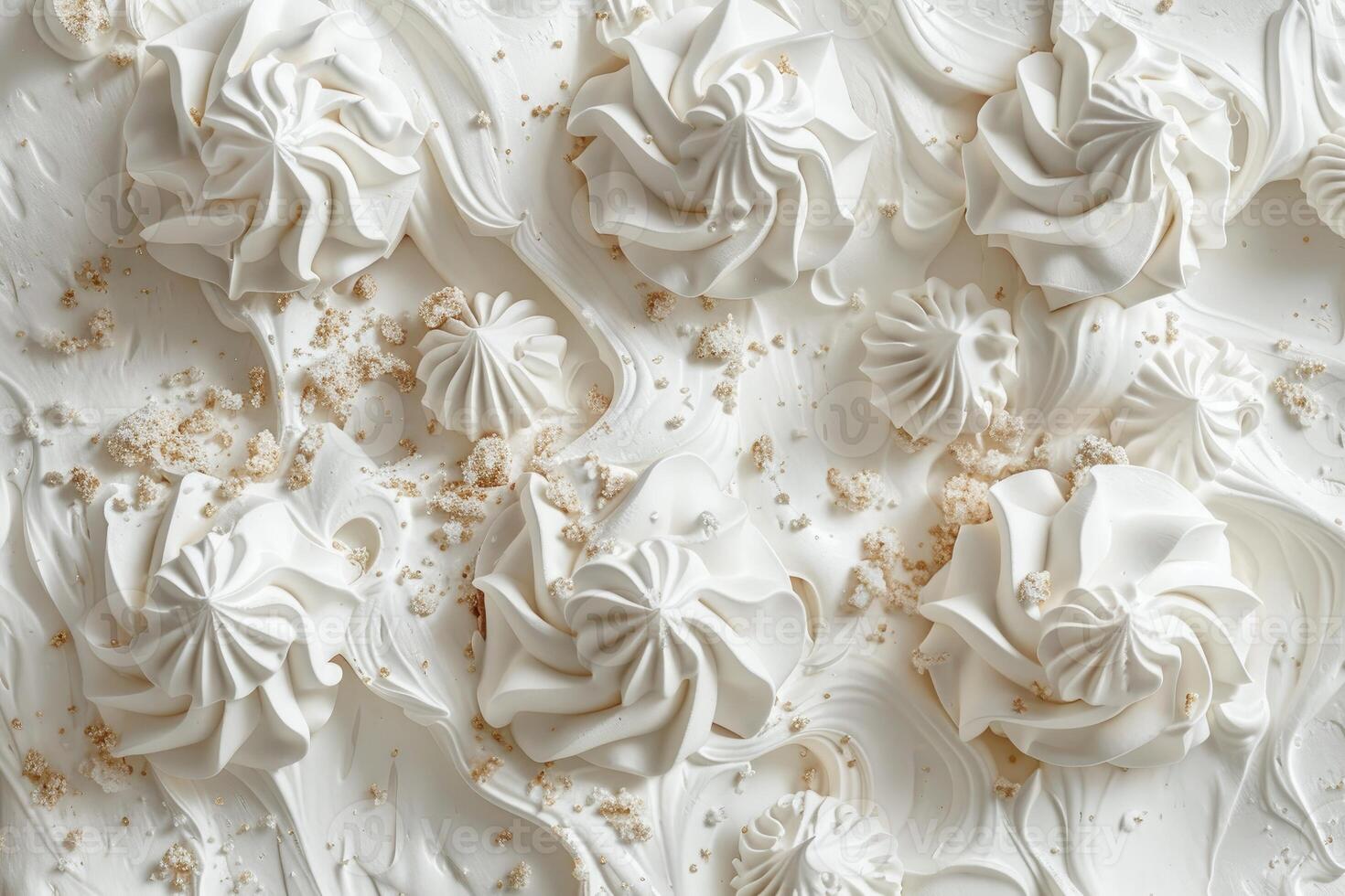 White Cream Swirls With Golden Sprinkle Decoration photo
