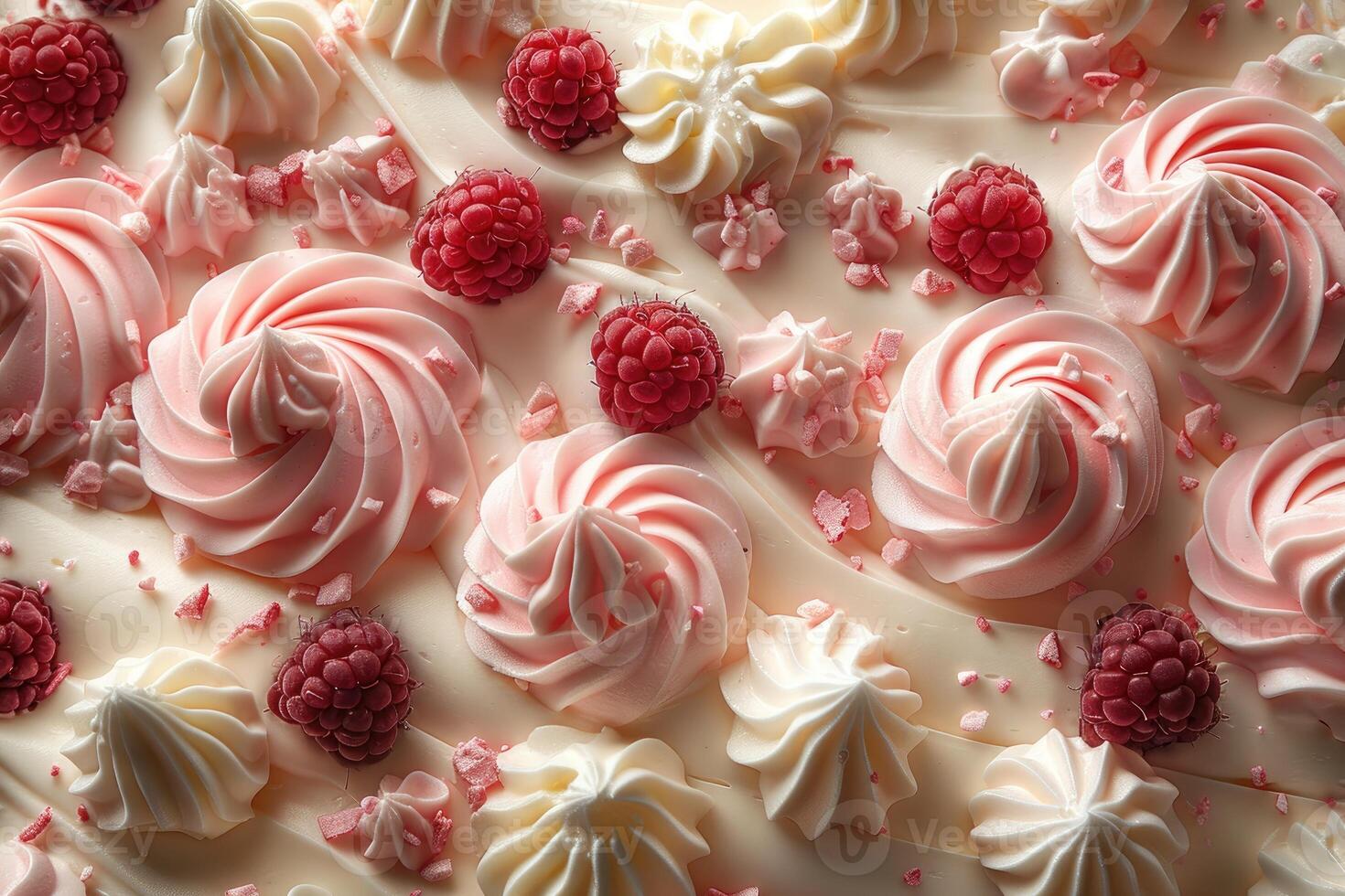 Delicious raspberry and cream cake swirls photo