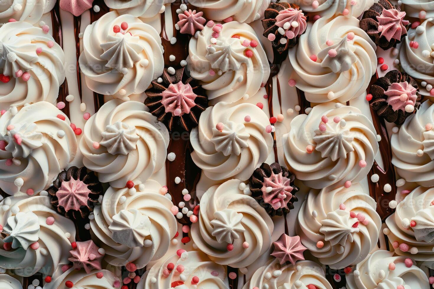 Delicious Swirled Cream Dessert With Sprinkles photo