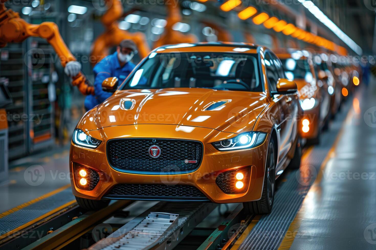 Orange Jaguar Car Assembly Line Manufacturing Plant photo