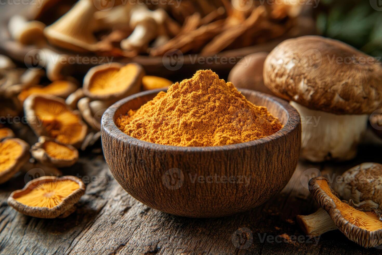 Nutritious Cordyceps Mushroom Powder and Dried Mushrooms for Health Supplements photo