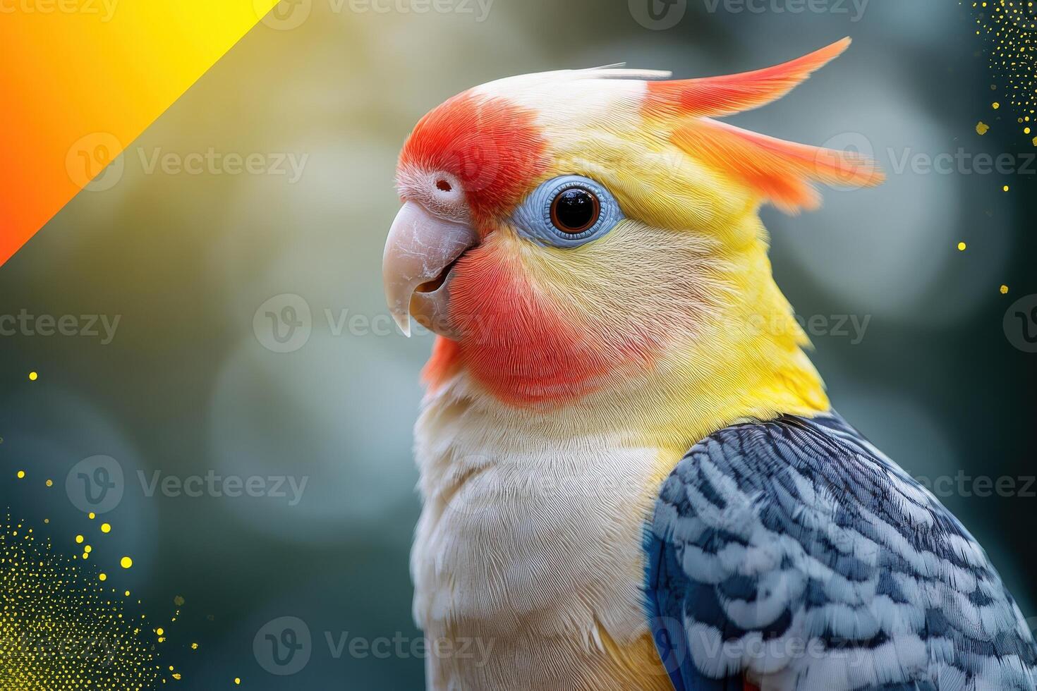 Vibrant Close-Up of a Colorful Cockatiel Parrot Perfect for Nature Enthusiasts and Bird Lovers photo