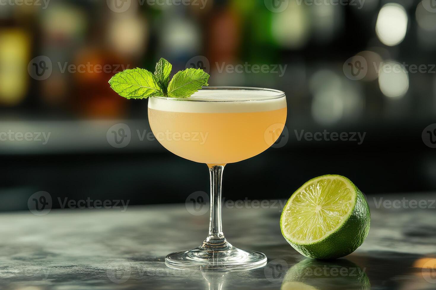Refreshing Cocktail with Lime and Mint Perfect for Summer Parties or Lounges photo