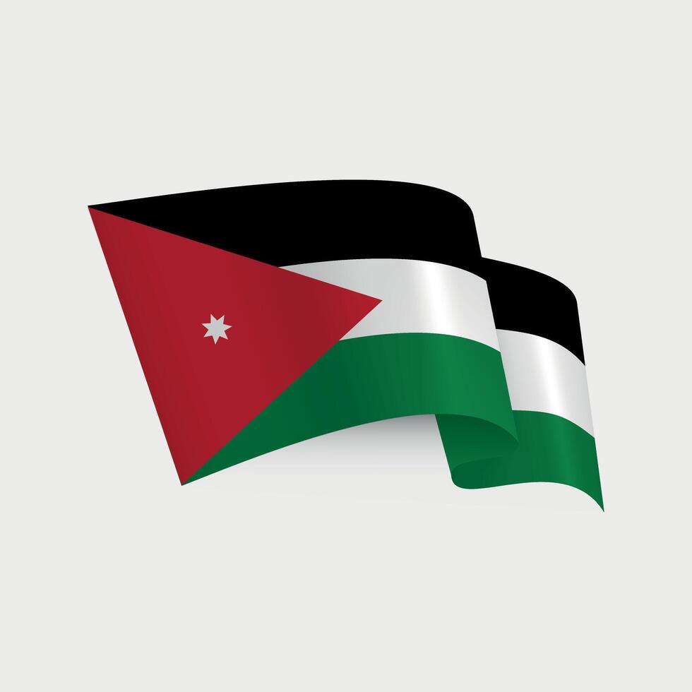 wavy national flag of Jordan isolated on white background vector