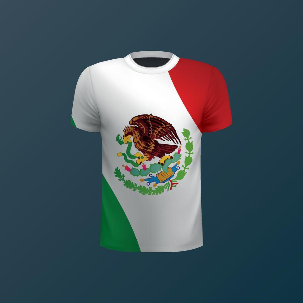 T-shirt with national flag of Mexico on dark background vector