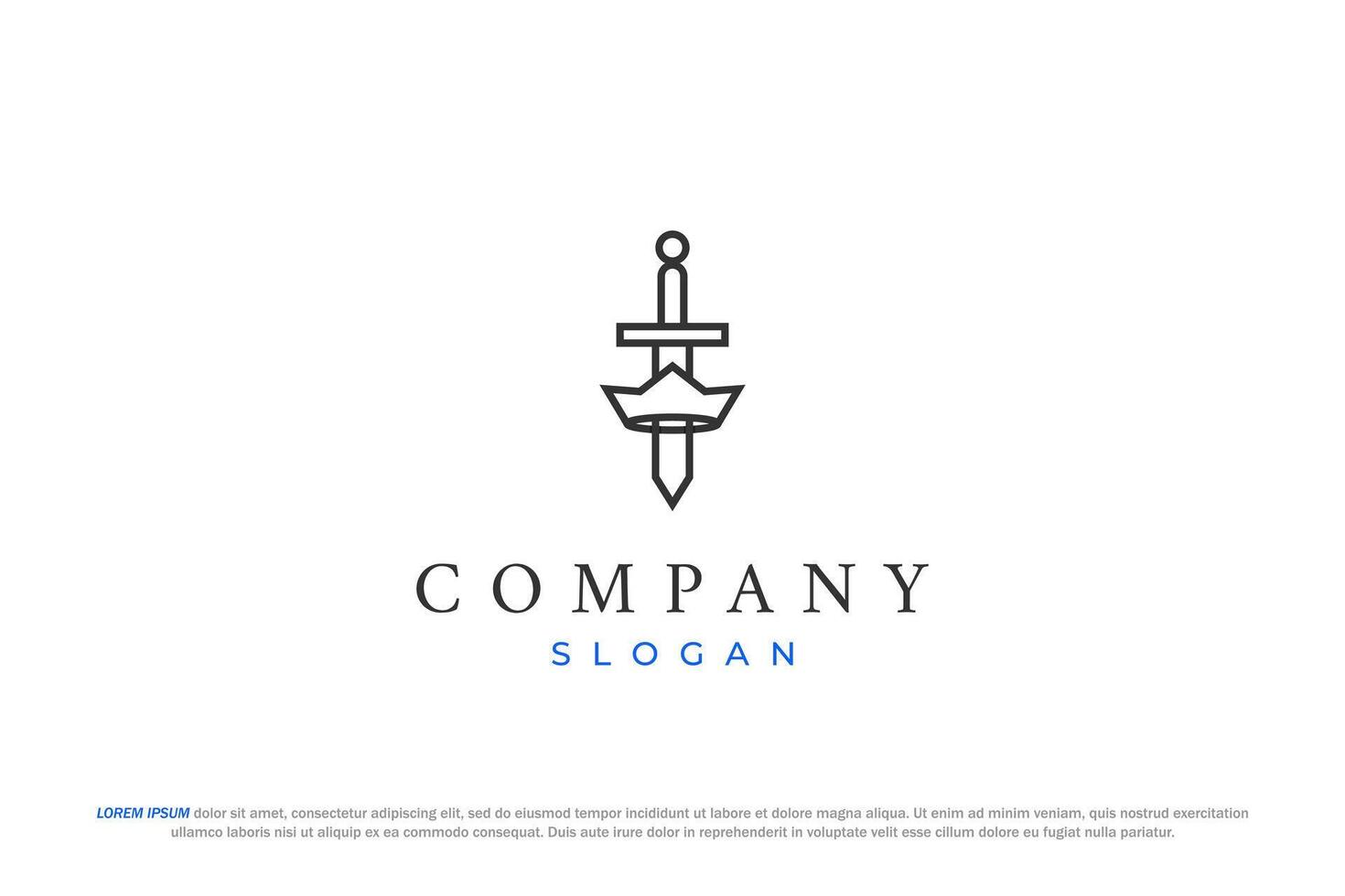crown and sword logo design vector