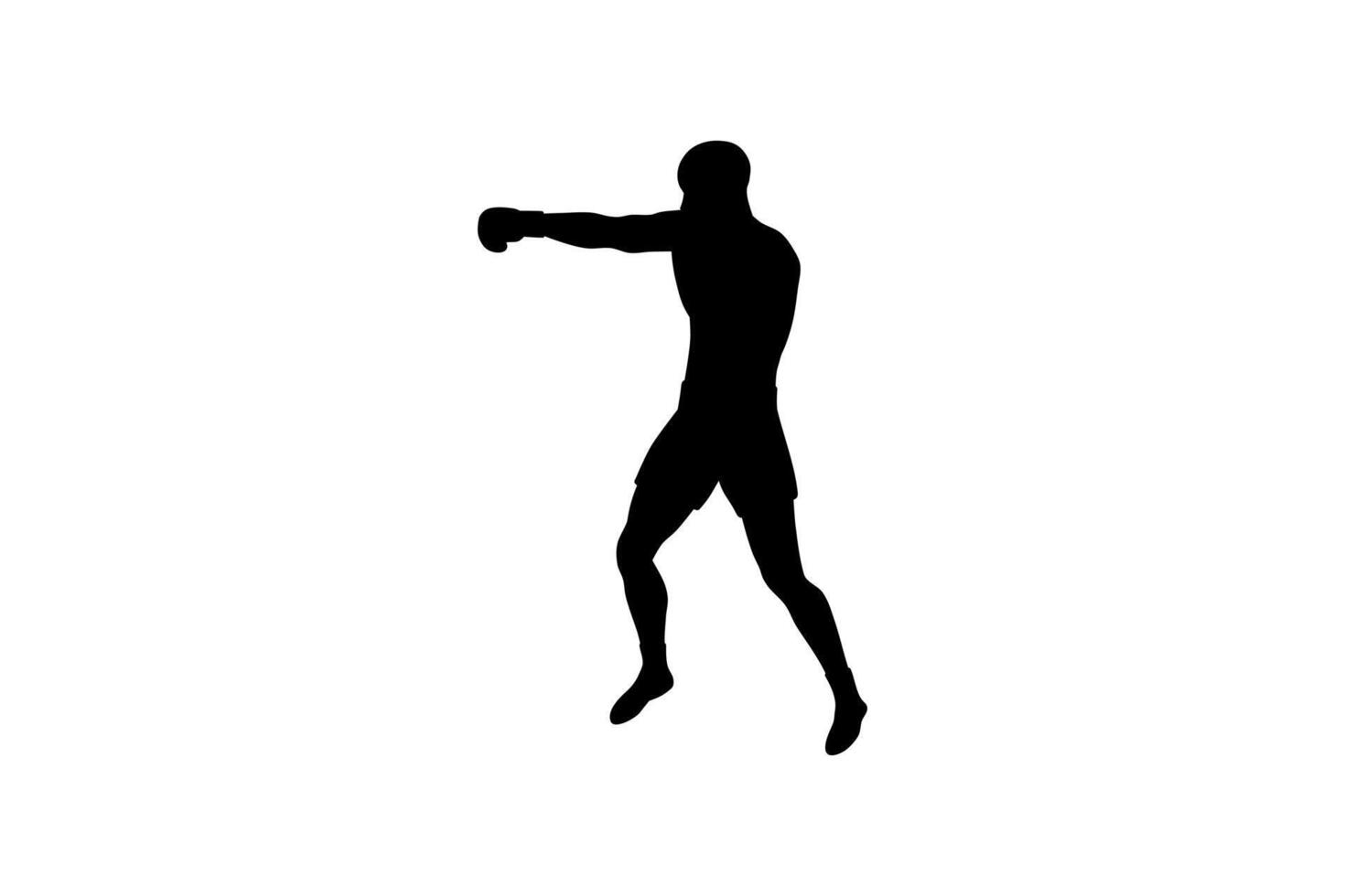 boxer and punch jab silhouette boxing sport vector