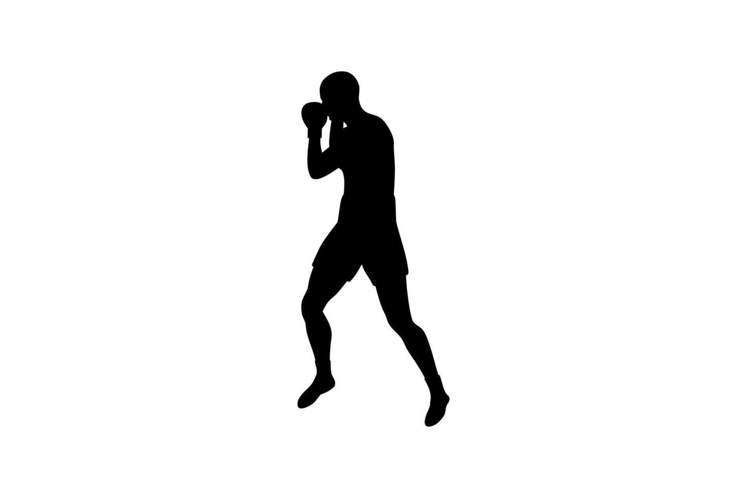 boxer and boxing sport silhouette vector