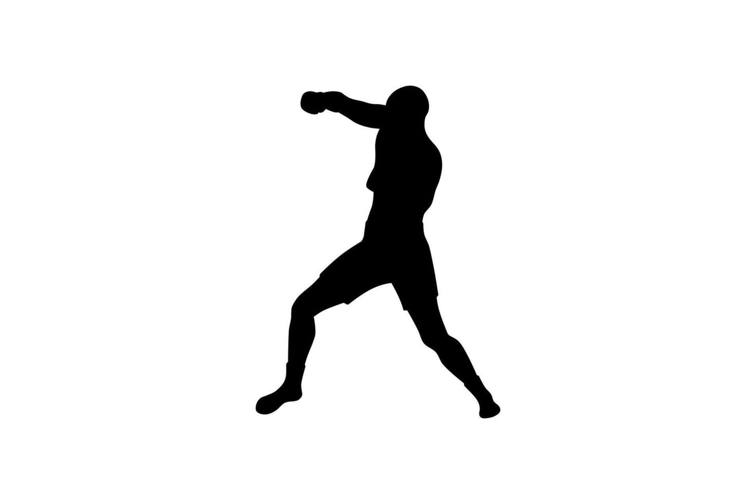 boxer and hook punch silhouette boxing sport vector
