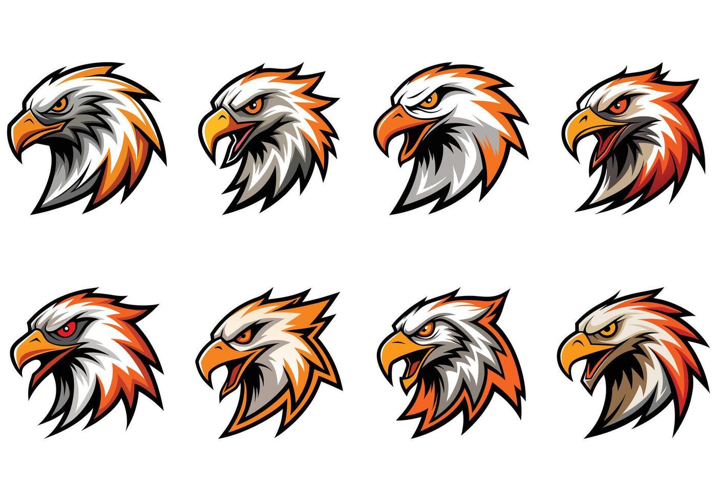 Collection of Powerful Eagle Head Logos vector