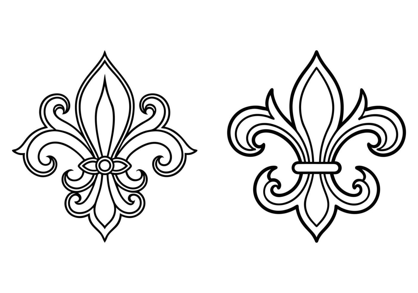Elegant Black and White Fleur-de-lis Design Pair vector