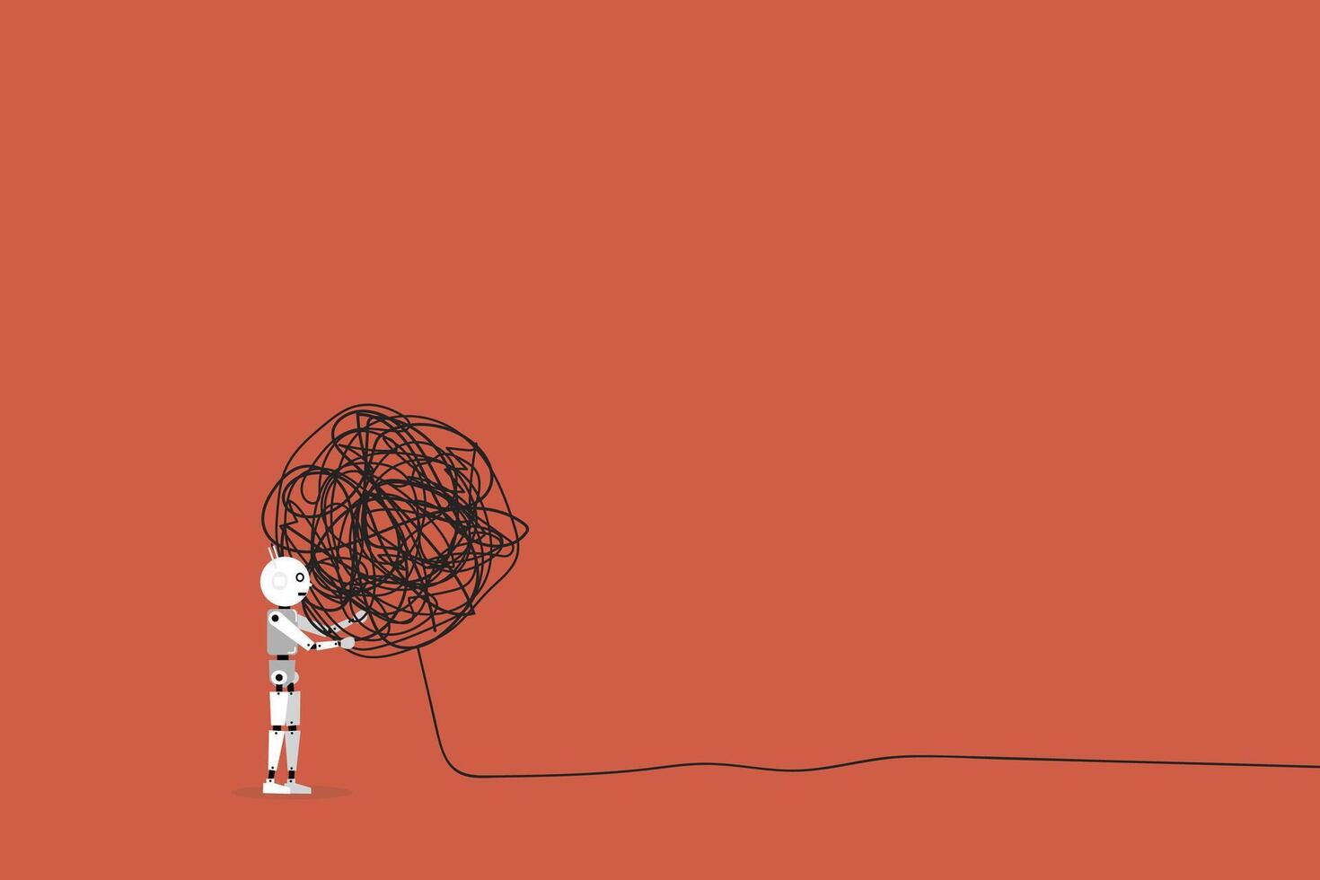 Robotic carrying chaos stress ball. concept of depression, stress and pressure vector