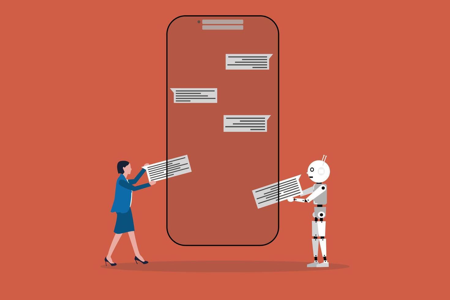 AI chat bot in smartphone help to find solutions and answers, robot hand hold light bulb, assistant generate creative ideas vector