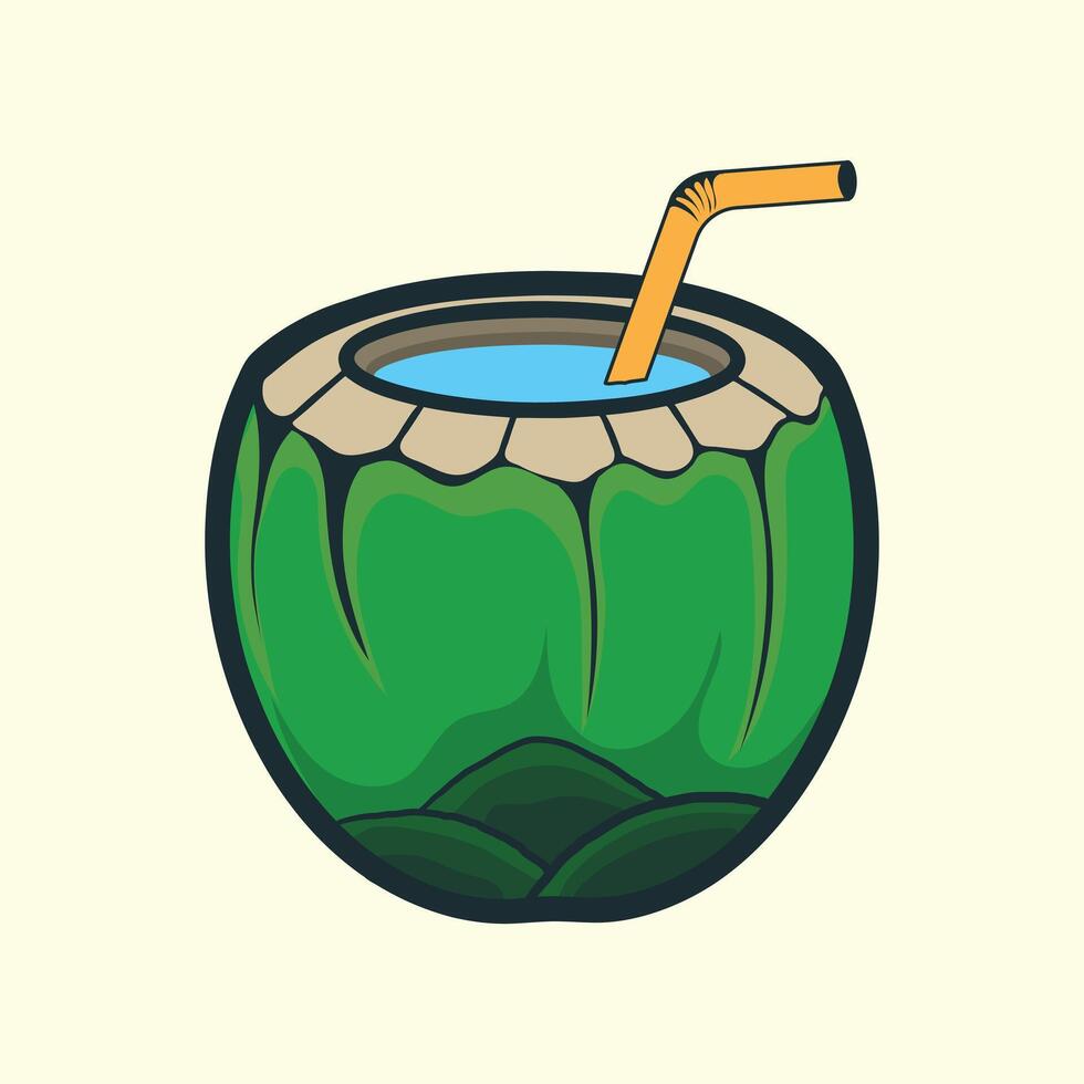 Green Coconut illustration design. vector