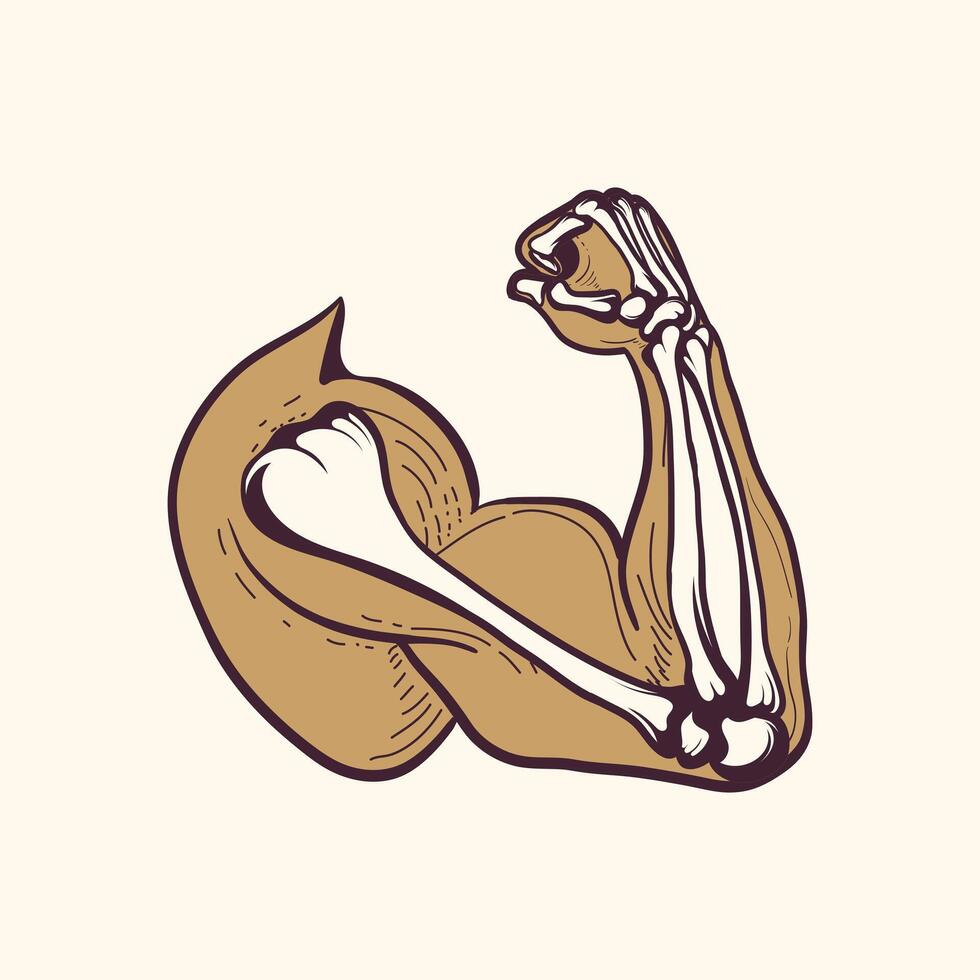 Skeleton fitness hand and stronge arms design vector