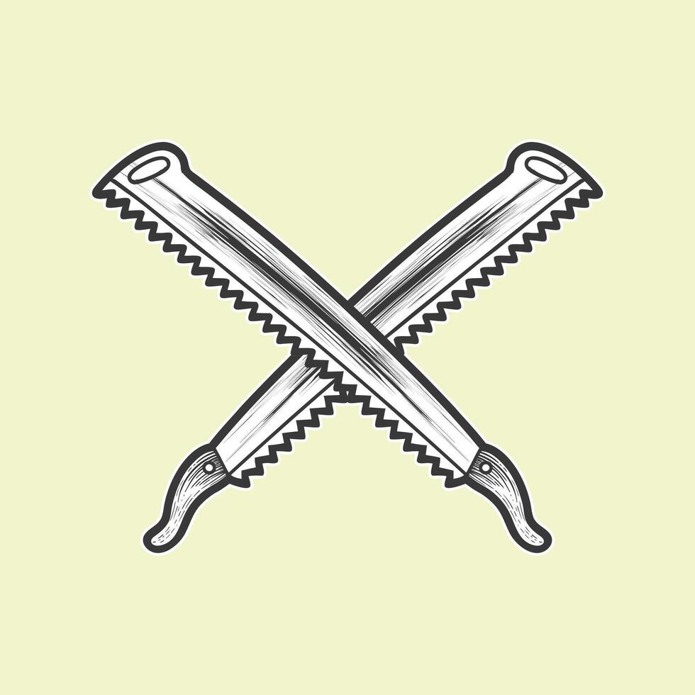 Vintage old ice cutter saw design vector