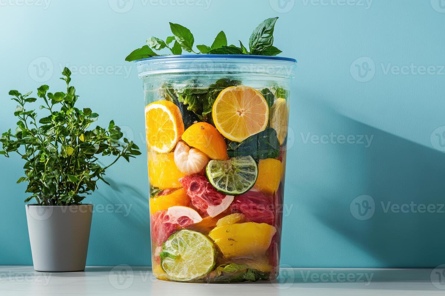 Expired Organic Food Waste Piled Up in a Large Container Highlighting Serious Environmental Issues and Waste Management Challenges photo